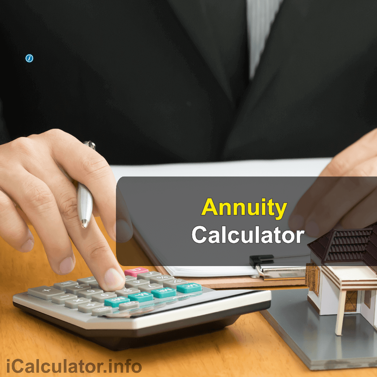 Annuity Calculator. This image provides details of how to calculate annuity using a good calculator and notepad. By using the annuity formula, the Annuity Calculator provides a true calculation of the return on investment of a lump sum with regular monthly contributions