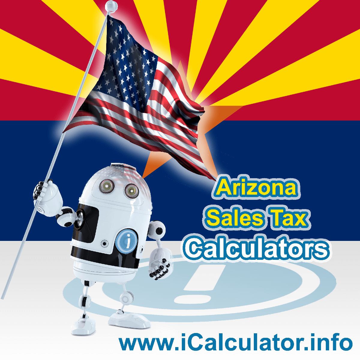 Arizona Sales Tax Comparison Calculator: This image illustrates a calculator robot comparing sales tax in Arizona manually using the Arizona Sales Tax Formula. You can use this information to compare Sales Tax manually or use the Arizona Sales Tax Comparison Calculator to calculate and compare Arizona sales tax online.