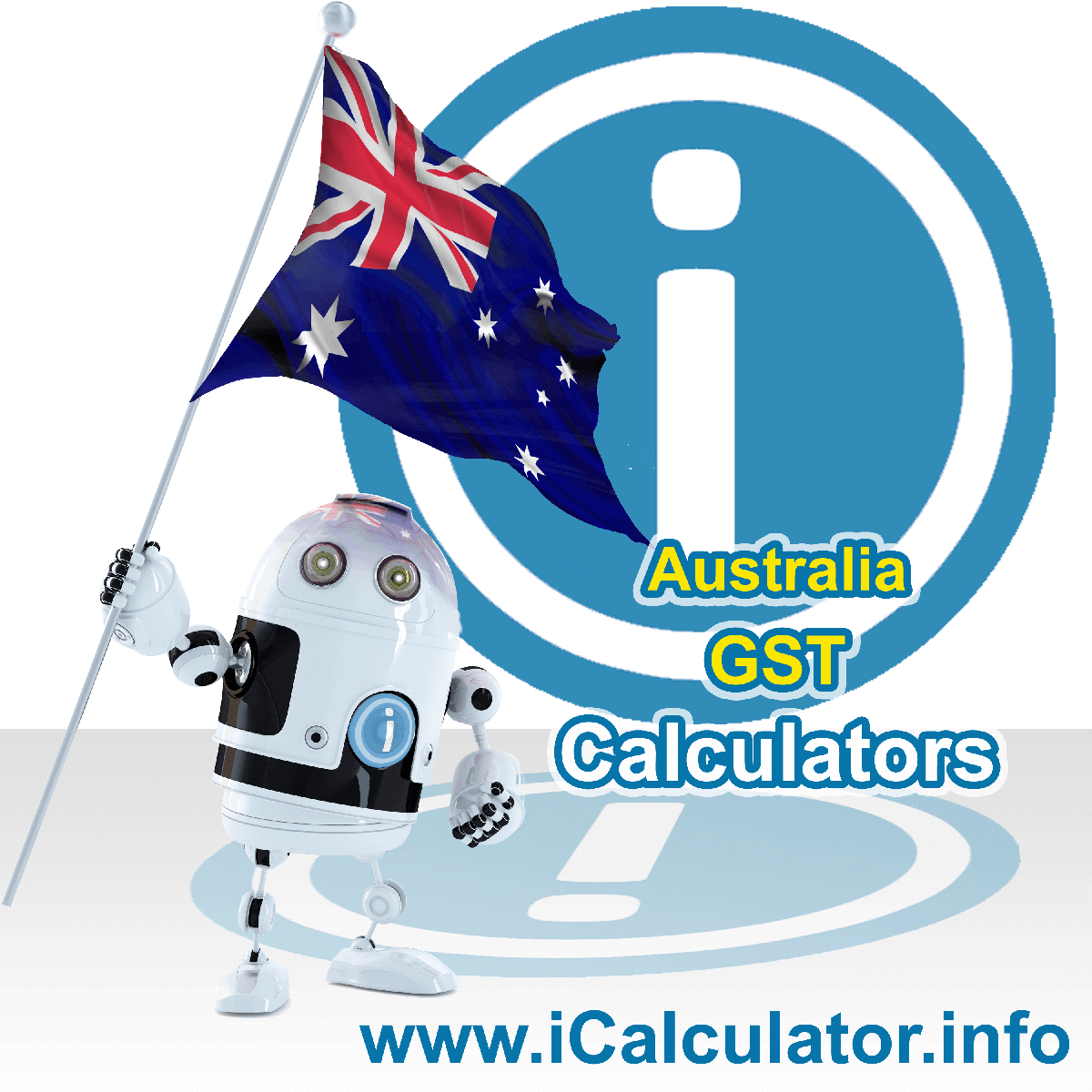 Australia GST Calculator. This image shows the Australia flag and information relating to the GST formula used for calculating goods and service Tax in Australia using the Australia GST Calculator in 2023