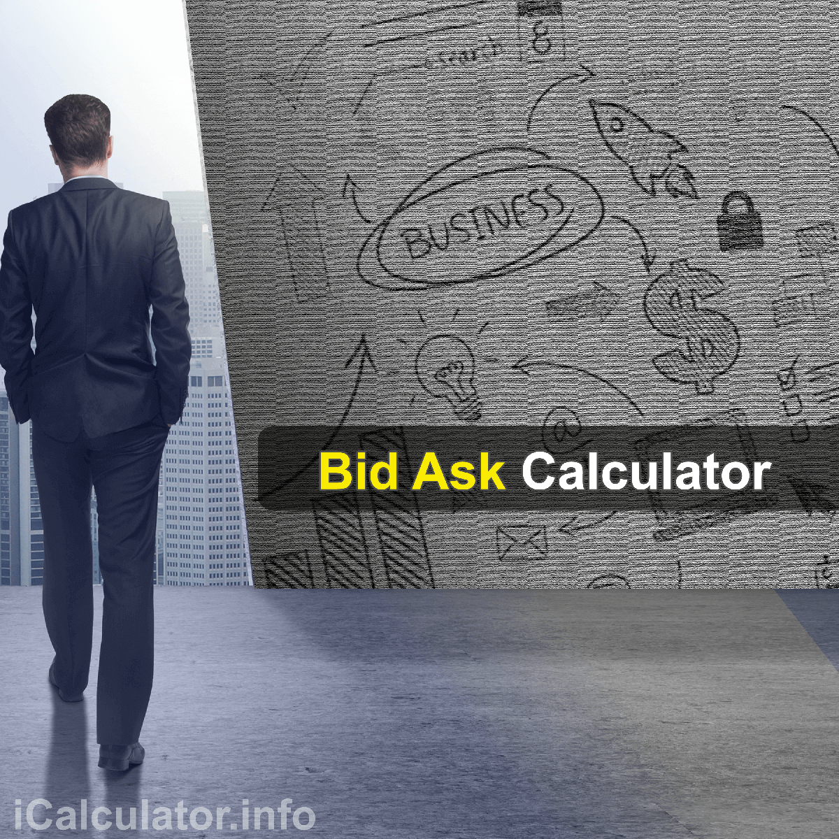 Bid-Ask Calculator. This image provides details of how to calculate Bid-Ask using a calculator and notepad. By using the Bid-Ask formula, the Bid-Ask Calculator provides a true calculation of the price of sale and purchase of stocks that affects the entire stock profitability of a portfolio