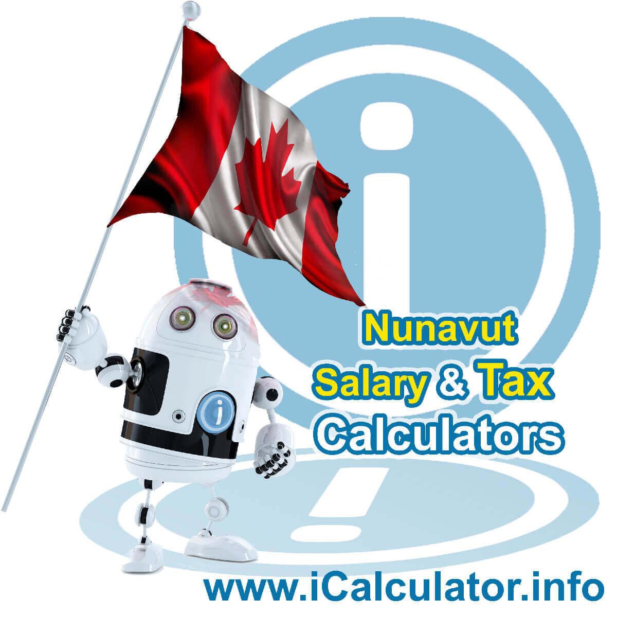 Nunavut 2024 Salary Comparison Calculator. This image shows the Nunavut flag and information relating to the tax formula used in the Nunavut 2024 Salary Comparison Calculator