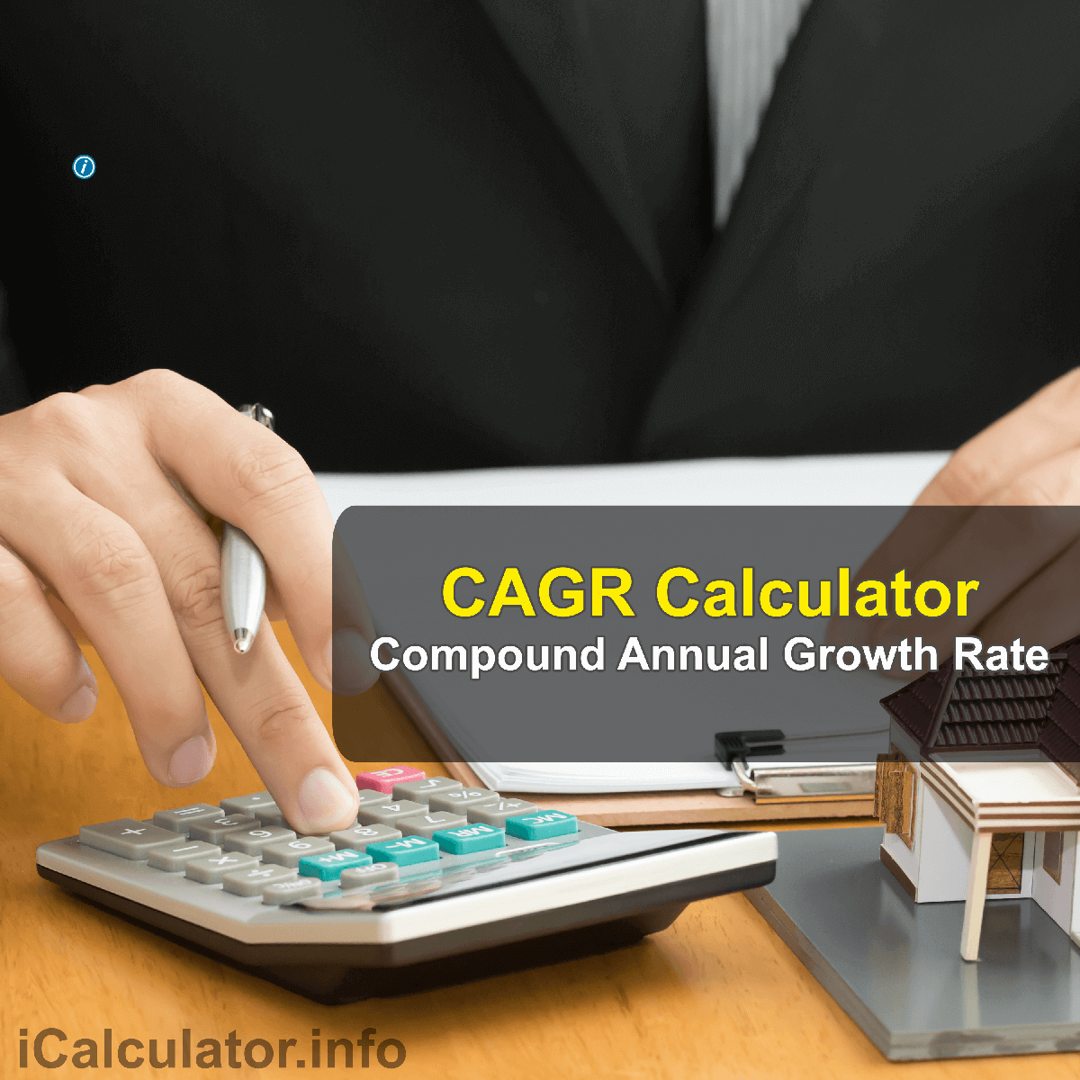 CAGR Calculator. This image provides details of how to calculate the compound annual growth rate using a good calculator, a pencil and paper. By using the Compound Annual Growth Rate formula, the CAGR Calculator provides a true calculation of the annual growth rate on an investment whose value has fluctuated during the period of investment.