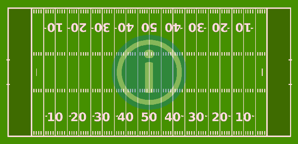 American Football Gridiron image showing the filed on which American football is played in the NFL, CFL and NCAA