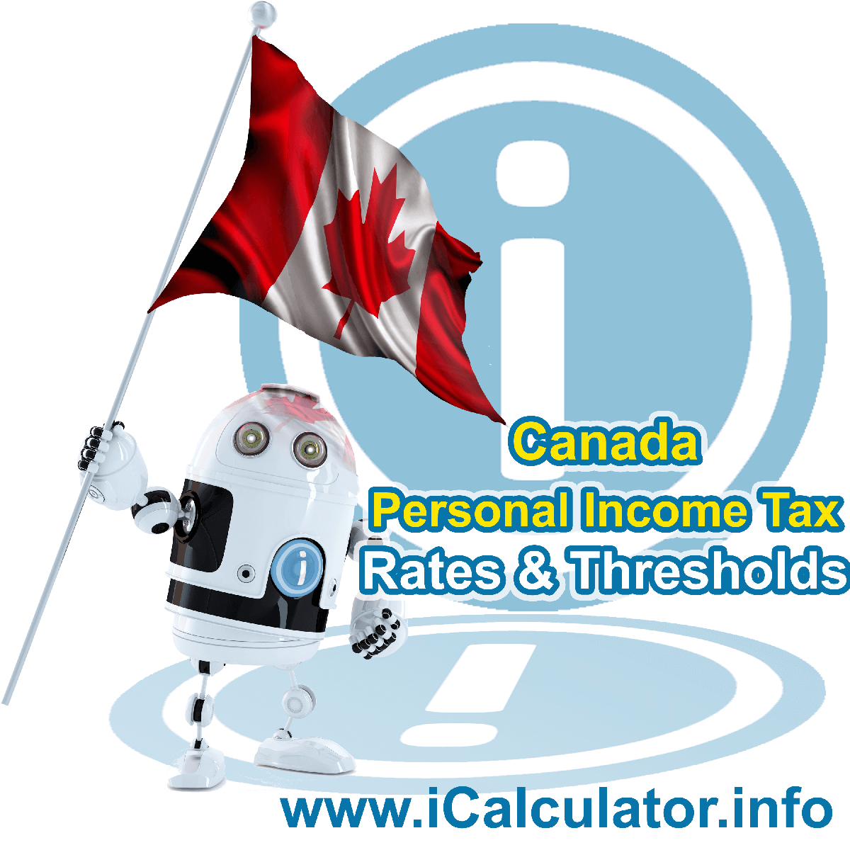 Canada Tax Tables for 2024. This image shows the Canadian flag and information relating to the tax tables, tax allowances and tax credits in Canada as used in the Canada Tax Calculator