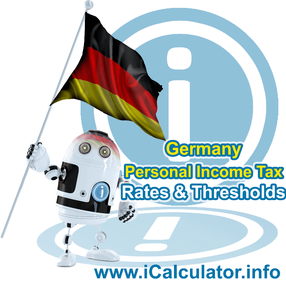 Germany Salary Calculator. This image shows the Germany flag and information relating to the tax formula for the Germany Tax Calculator