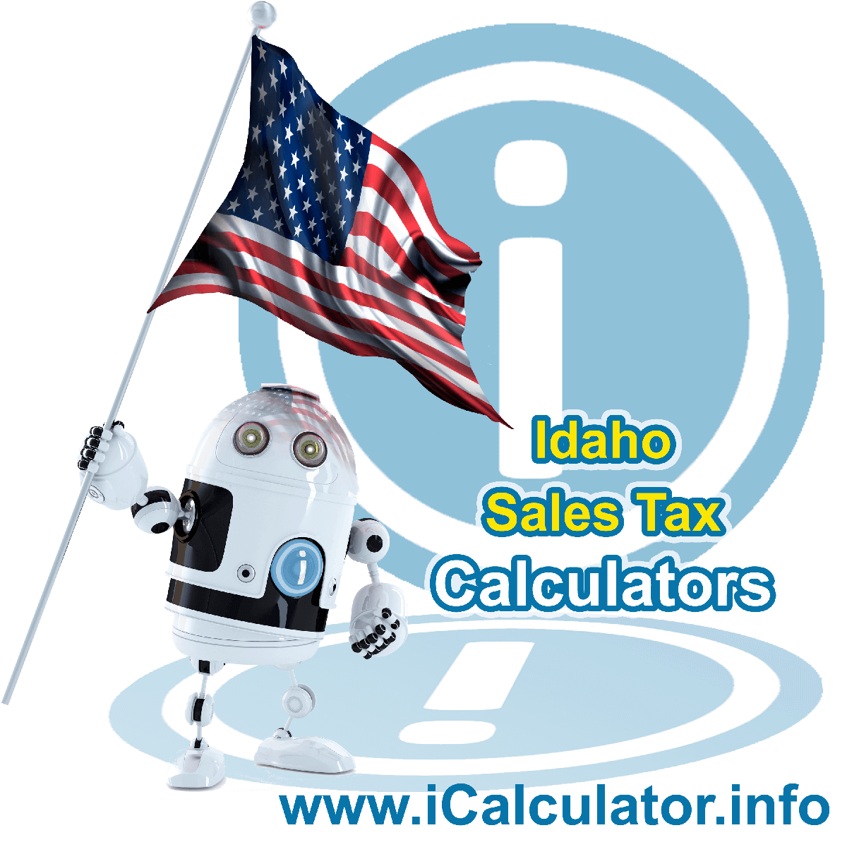 Post Falls Sales Rates: This image illustrates a calculator robot calculating Post Falls sales tax manually using the Post Falls Sales Tax Formula. You can use this information to calculate Post Falls Sales Tax manually or use the Post Falls Sales Tax Calculator to calculate sales tax online.
