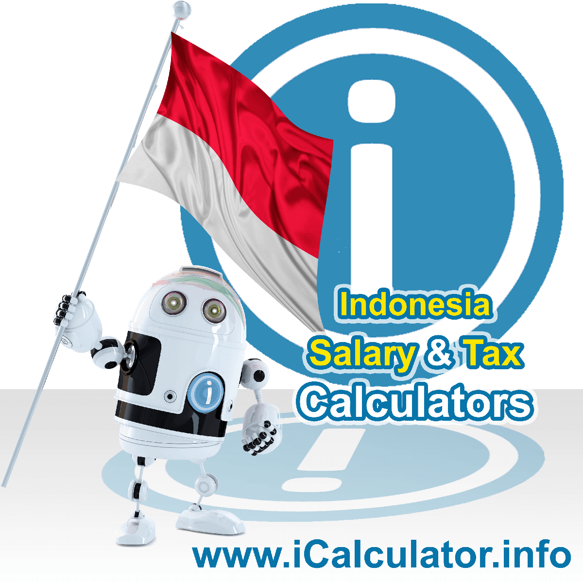 Indonesia Wage Calculator. This image shows the Indonesia flag and information relating to the tax formula for the Indonesia Tax Calculator
