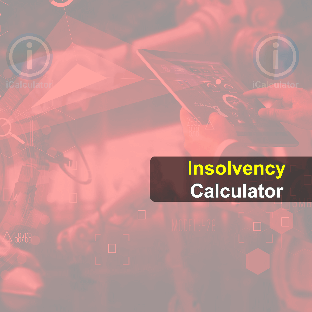 Insolvency Calculator. This image shows a business owner calculating his companies total assets and liabilities to ascertain if the company is insolvent using the Insolvency Calculator