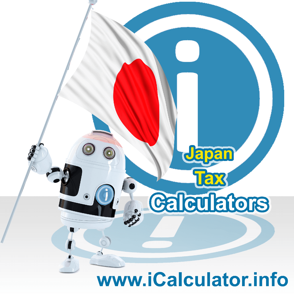 Japan Tax Calculator. This image shows the Japanese flag and information relating to the tax formula for the Japan Tax Calculator