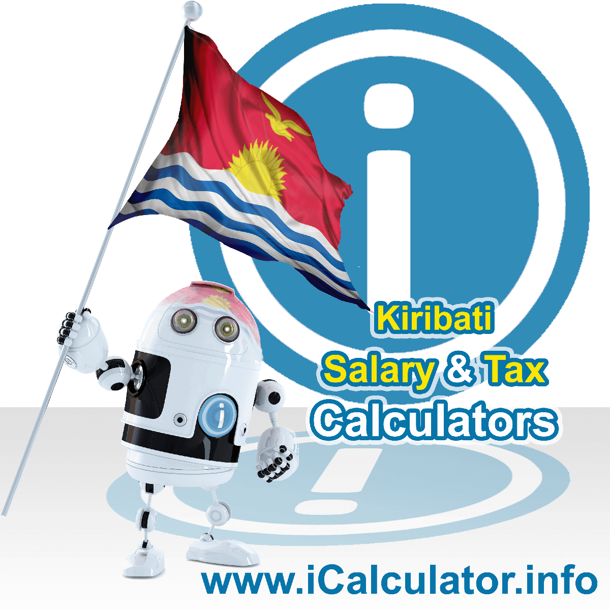 Kiribati Tax Calculator. This image shows the Kiribati flag and information relating to the tax formula for the Kiribati Salary Calculator