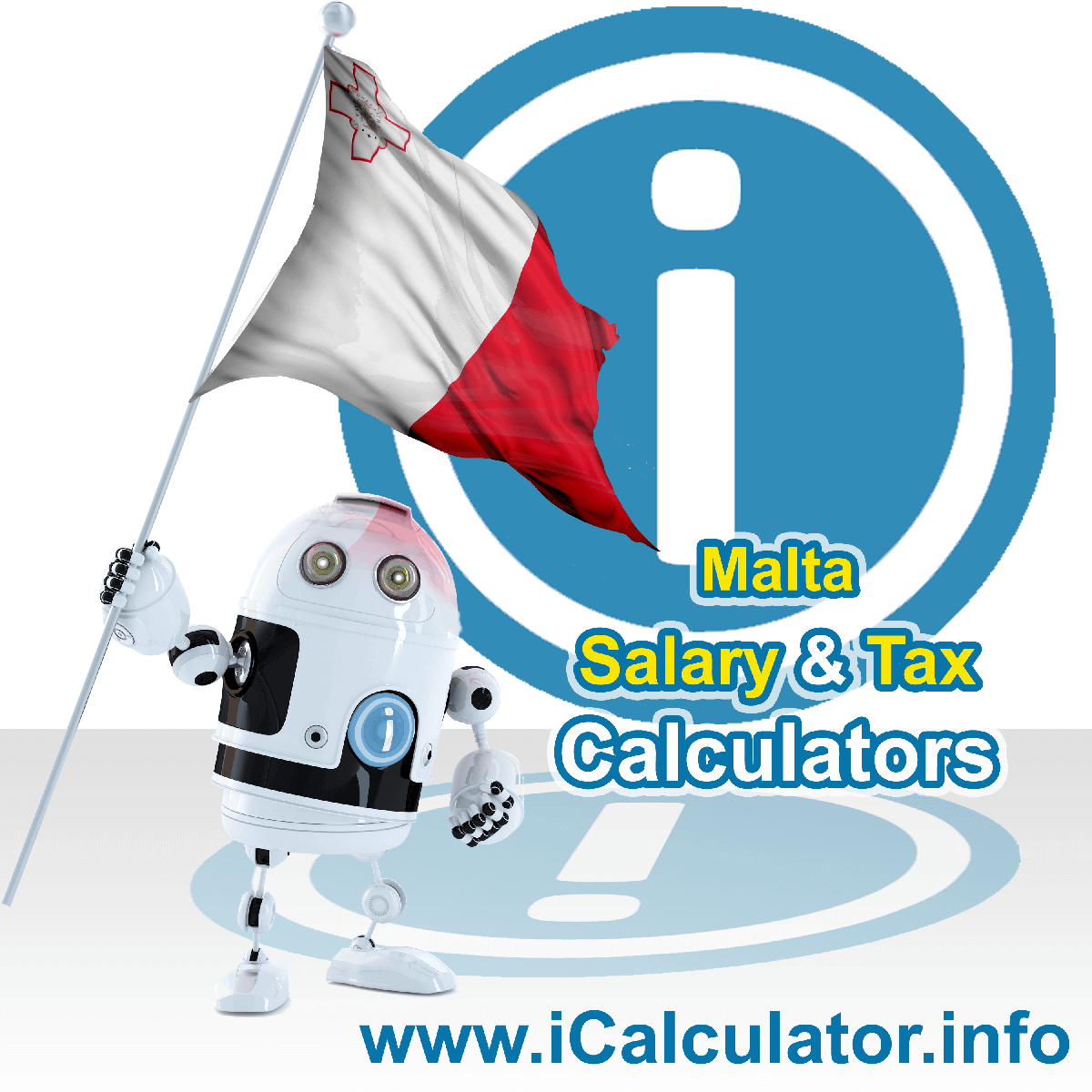 Malta Salary Calculator. This image shows the Maltaese flag and information relating to the tax formula for the Malta Tax Calculator