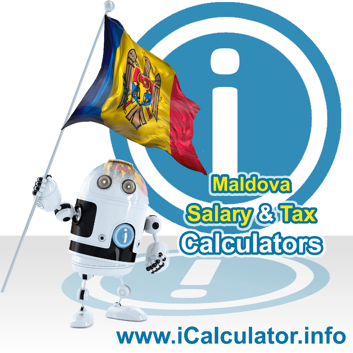 Moldova Wage Calculator. This image shows the Moldova flag and information relating to the tax formula for the Moldova Tax Calculator