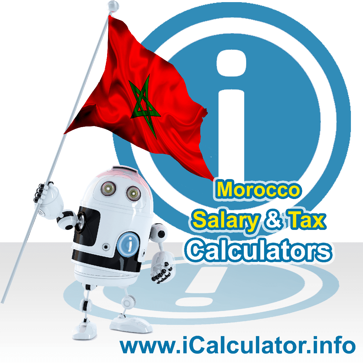 Morocco Tax Calculator. This image shows the Morocco flag and information relating to the tax formula for the Morocco Salary Calculator