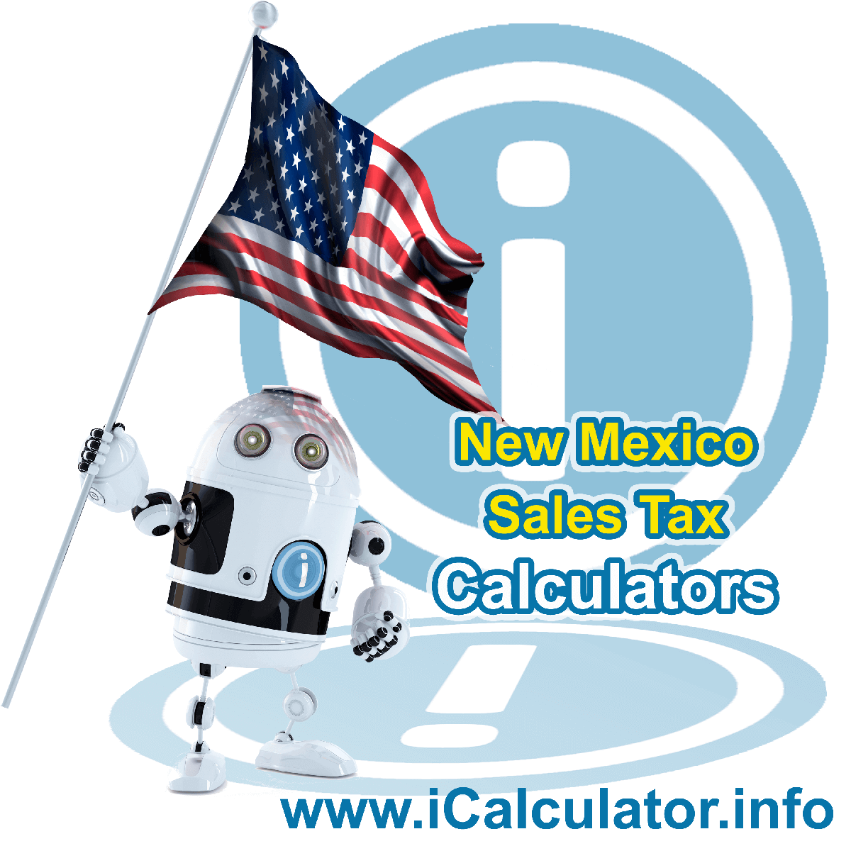 New Mexico Sales Tax Comparison Calculator: This image illustrates a calculator robot comparing sales tax in New Mexico manually using the New Mexico Sales Tax Formula. You can use this information to compare Sales Tax manually or use the New Mexico Sales Tax Comparison Calculator to calculate and compare New Mexico sales tax online.