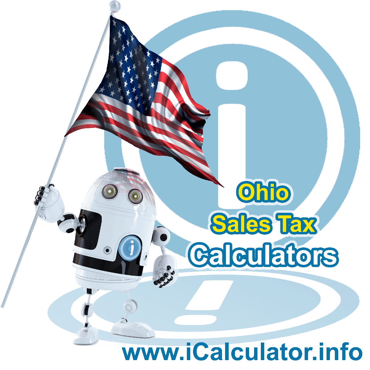 Ohio Sales Tax Comparison Calculator: This image illustrates a calculator robot comparing sales tax in Ohio manually using the Ohio Sales Tax Formula. You can use this information to compare Sales Tax manually or use the Ohio Sales Tax Comparison Calculator to calculate and compare Ohio sales tax online.