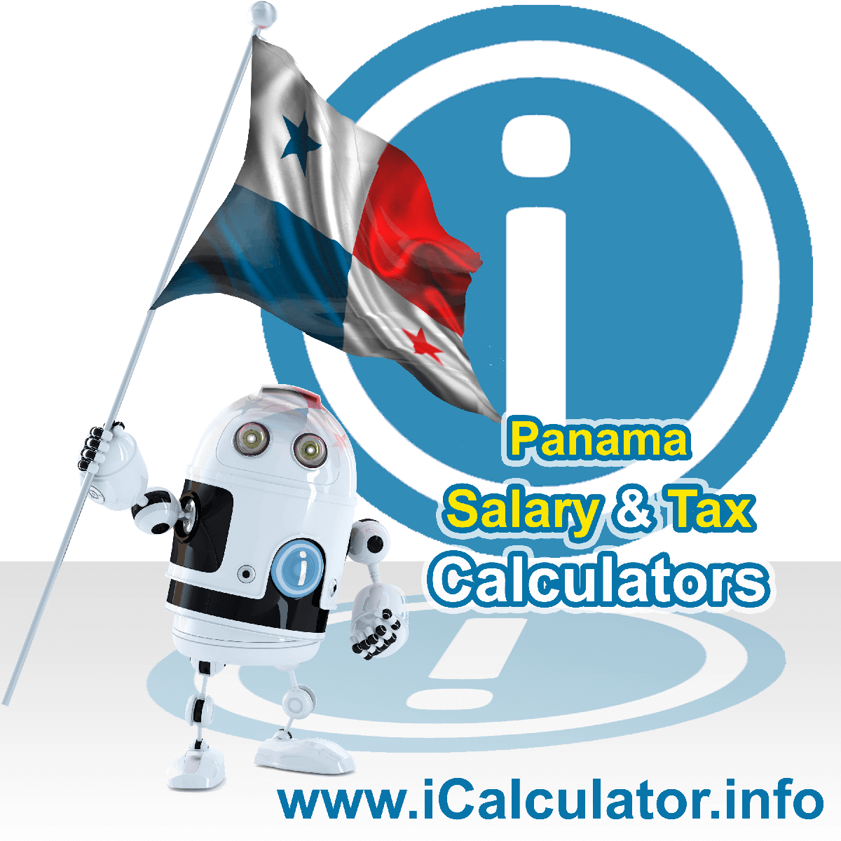 Panama Tax Calculator. This image shows the Panama flag and information relating to the tax formula for the Panama Salary Calculator