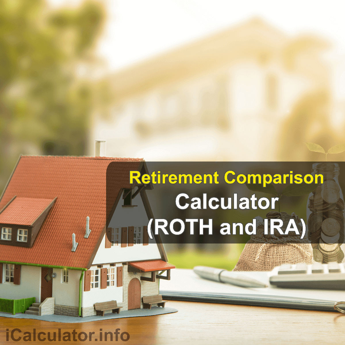ROTH and IRA Calculator. This image provides details of how to calculate the compound annual growth rate using a good calculator, a pencil and paper. By using the ROTH IRA formula, the IRA Comparison Calculator provides a comparison calculation of the retirement fund provided by ROTH IRA and Traditional IRA retirement saving plans