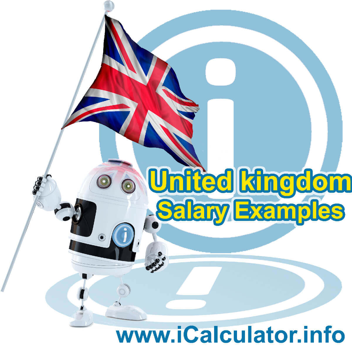 UK Salary Examples. This image shows the United Kingdom flag and information relating to the tax formula used to calculate the UK Salary Examples