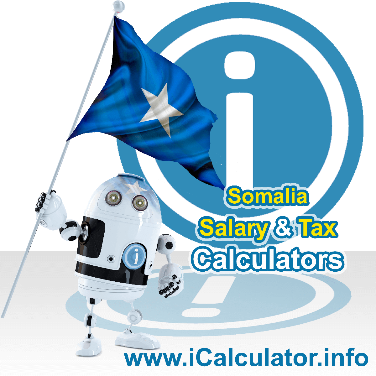Somalia Wage Calculator. This image shows the Somalia flag and information relating to the tax formula for the Somalia Tax Calculator
