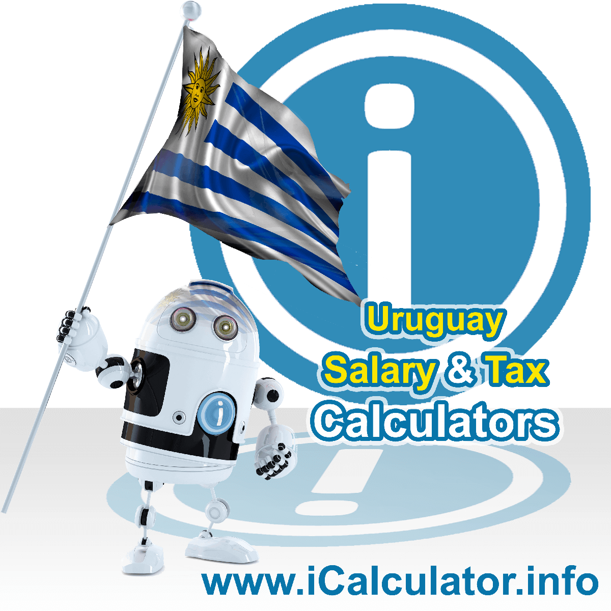Uruguay Salary Calculator. This image shows the Uruguayese flag and information relating to the tax formula for the Uruguay Tax Calculator